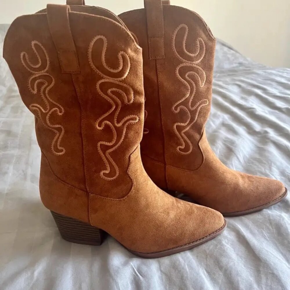 Women Chunky heel midcalf boots, cowboy boots - Picture 1 of 12